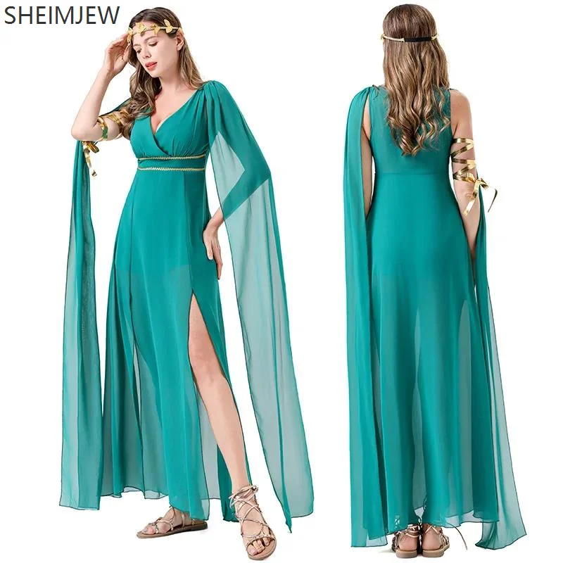 Damen-Halloween-Kostüm, antike griechische Göttin, Cosplay, Kleopatra, sexy V-Ausschnitt, Maxikleid, Karneval, Party, Maskerade, Robe Image