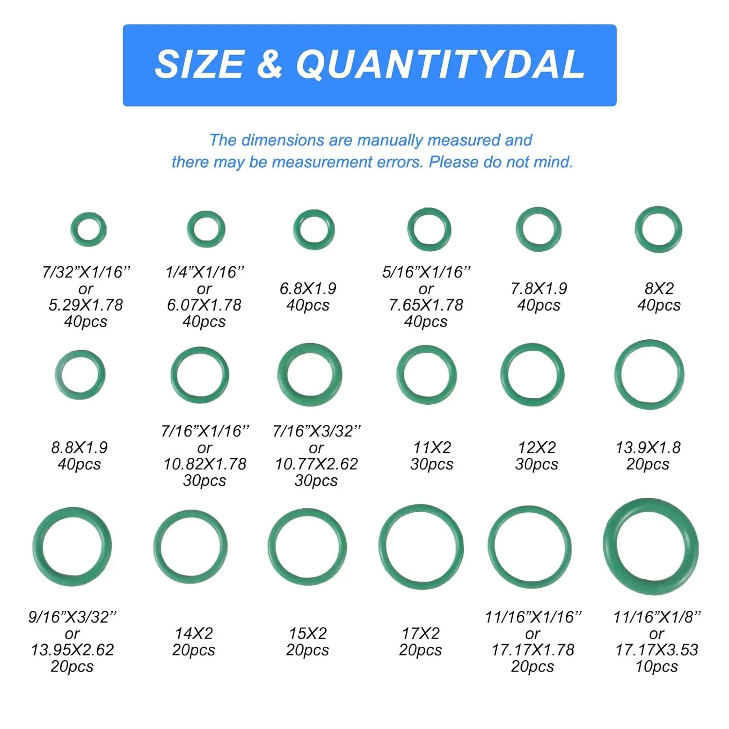 530 Stück O-Ring-Set Gummi 18 Größen O-Ring Auto Auto Fahrzeug Reparatur Klimaanlage Kompressor Dichtungen Sortiment Kit Image