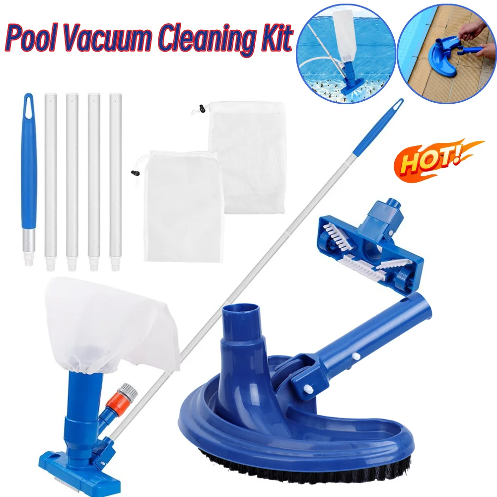 Kit de nettoyage sous vide pour piscine, brosse à ressort chaud, filet de nettoyage pour filtre de piscine, écumoire, produits pour piscines, outil