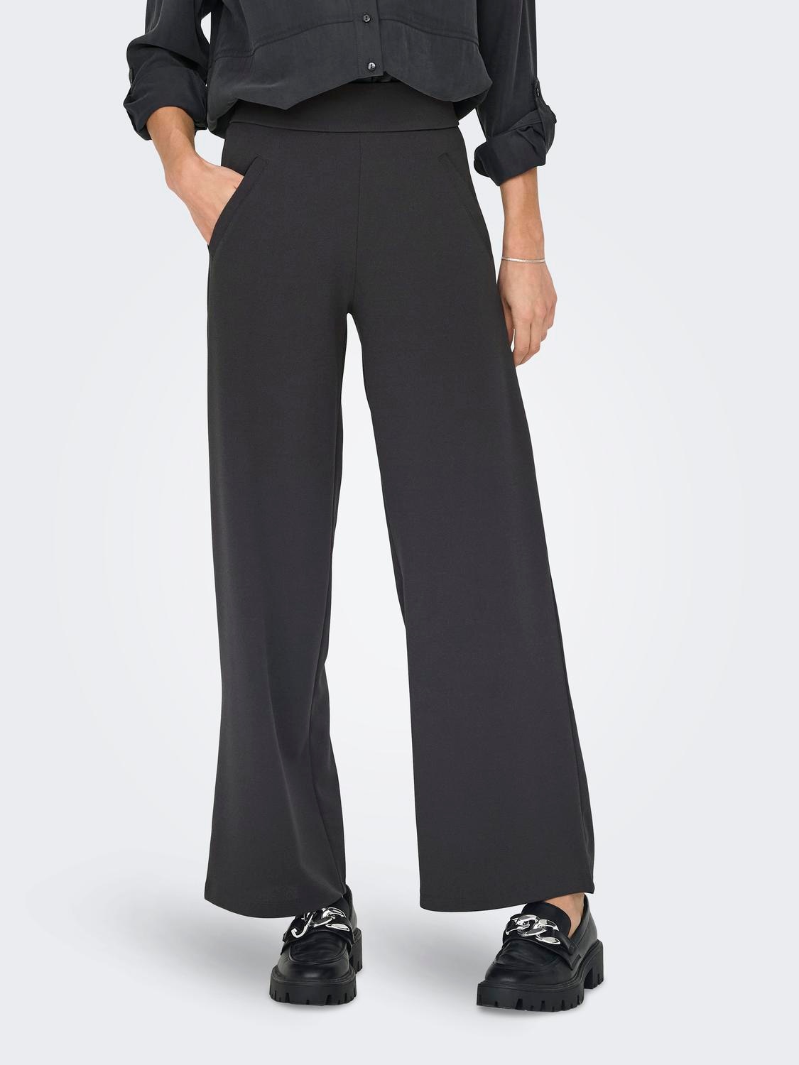 Schlupfhose JDY "JDYLOUISVILLE CATIA WIDE PANT JRS NOOS", Damen, Gr. XS (34), Länge 30, grau (phantom), Jersey, Obermaterial: 95% Polyester, 5% Elasthan, unifarben, relaxed fit lang, Hosen Schlupfhose, Materialmix Image