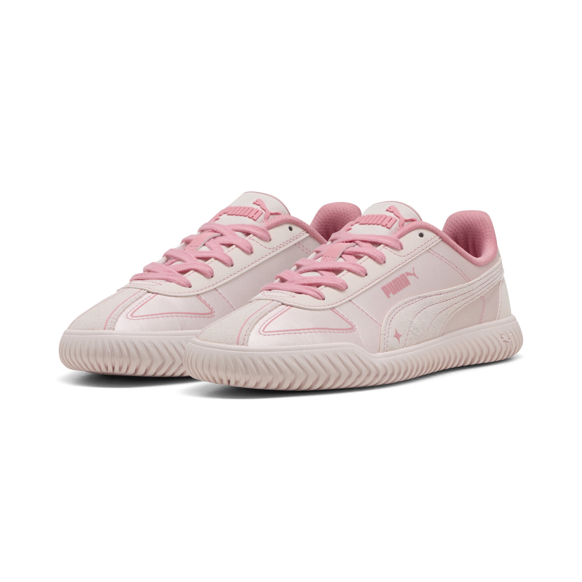 Sneaker PUMA "Puma Club Kayzer Satin Princess Damen", Damen, Gr. 38,5, rosa (jasmine flower pinkscape pink), Obermaterial: Kuhleder, Textil, Synthetik; Futter: Textil; Innensohle: Textil; Laufsohle: Gummi, Schuhe Sneaker