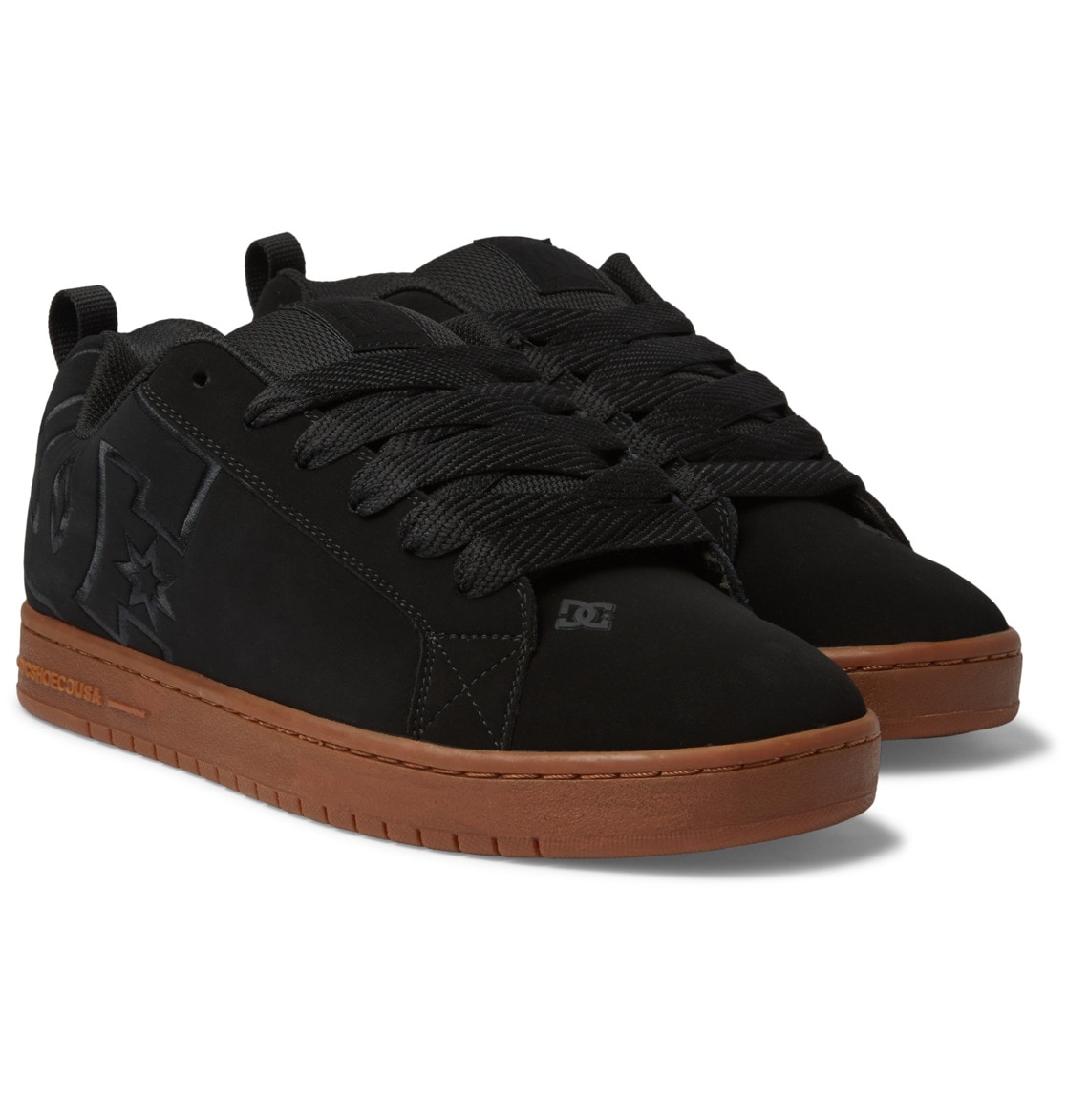 Sneaker DC SHOES "COURT GRAFFIK", Herren, Gr. 45, schwarz (schwarz, gum), Leder, Schuhe Sneaker