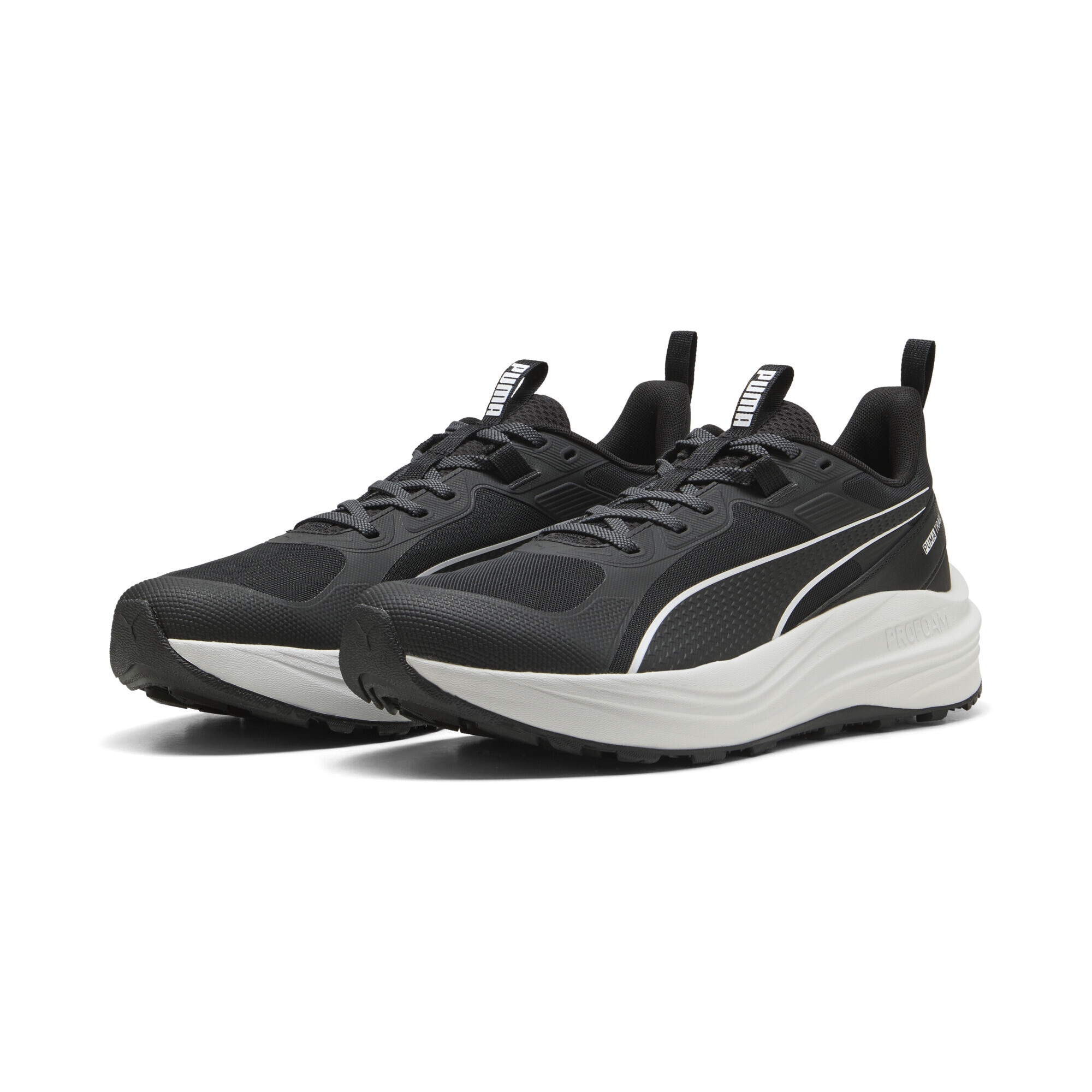 Trainingsschuh PUMA "Flare Pro Trailrunning-Schuhe Erwachsene", Herren, Gr. 38, schwarz (schwarz feather gray), Obermaterial: Synthetik, Textil; Futter: Textil; Innensohle: Textil; Laufsohle: Gummi, Schuhe