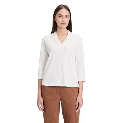 3/4-Arm-Shirt BETTY & CO "Betty & Co Casual-Shirt mit V-Ausschnitt", Damen, Gr. XXL, weiß (rohweiß), Obermaterial: 55% Polyester, 42% Baumwolle, 3% Elasthan., casual, gerade normal, V-Ausschnitt, Shirts Image