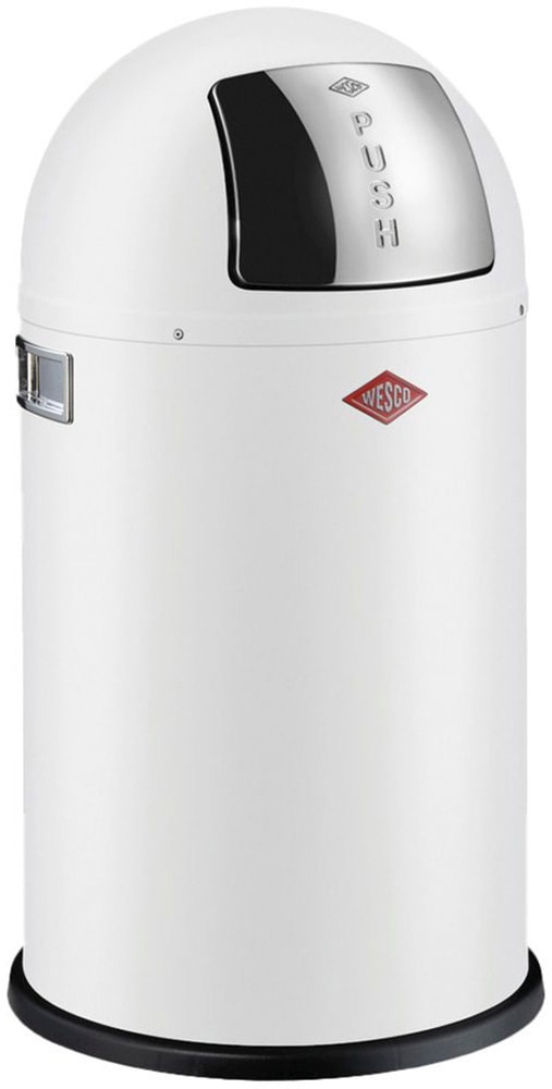 Mülleimer WESCO "Pushboy Junior", weiß (weiß matt), B:35cm H:63cm T:35cm, Stahlblech, Mülleimer, Mülleimer, Abfallsammler 22 Liter