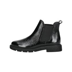 Ankleboots PAUL GREEN "Paul Green Stiefelette Leder/Textil", Damen, Gr. 38, schwarz (schwarz lack), Leder, Textil, casual, Schuhe