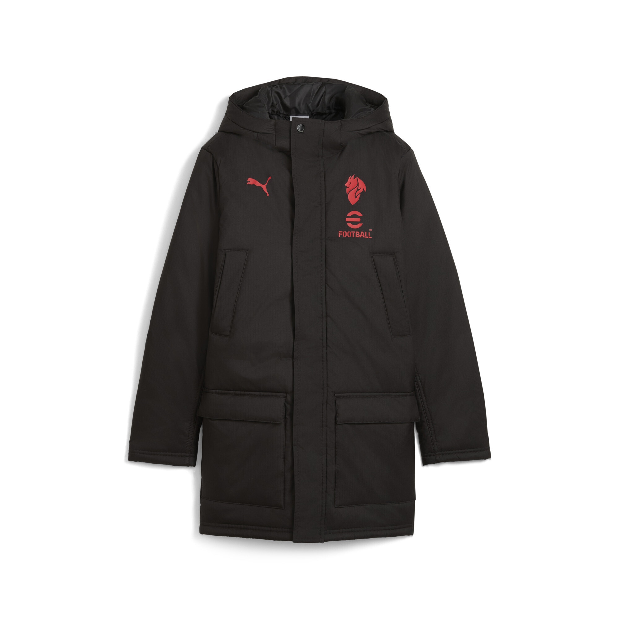 Parka PUMA "AC Milan Trainings-Winterjacke Jugendliche", Kinder, Gr. 176, rot (schwarz for all time rot), Obermaterial: 100% Polyester; Futter: 100% Polyester; Taschenfutter: 100% Polyester; Füllung: 100% Polyester, Jacken Image