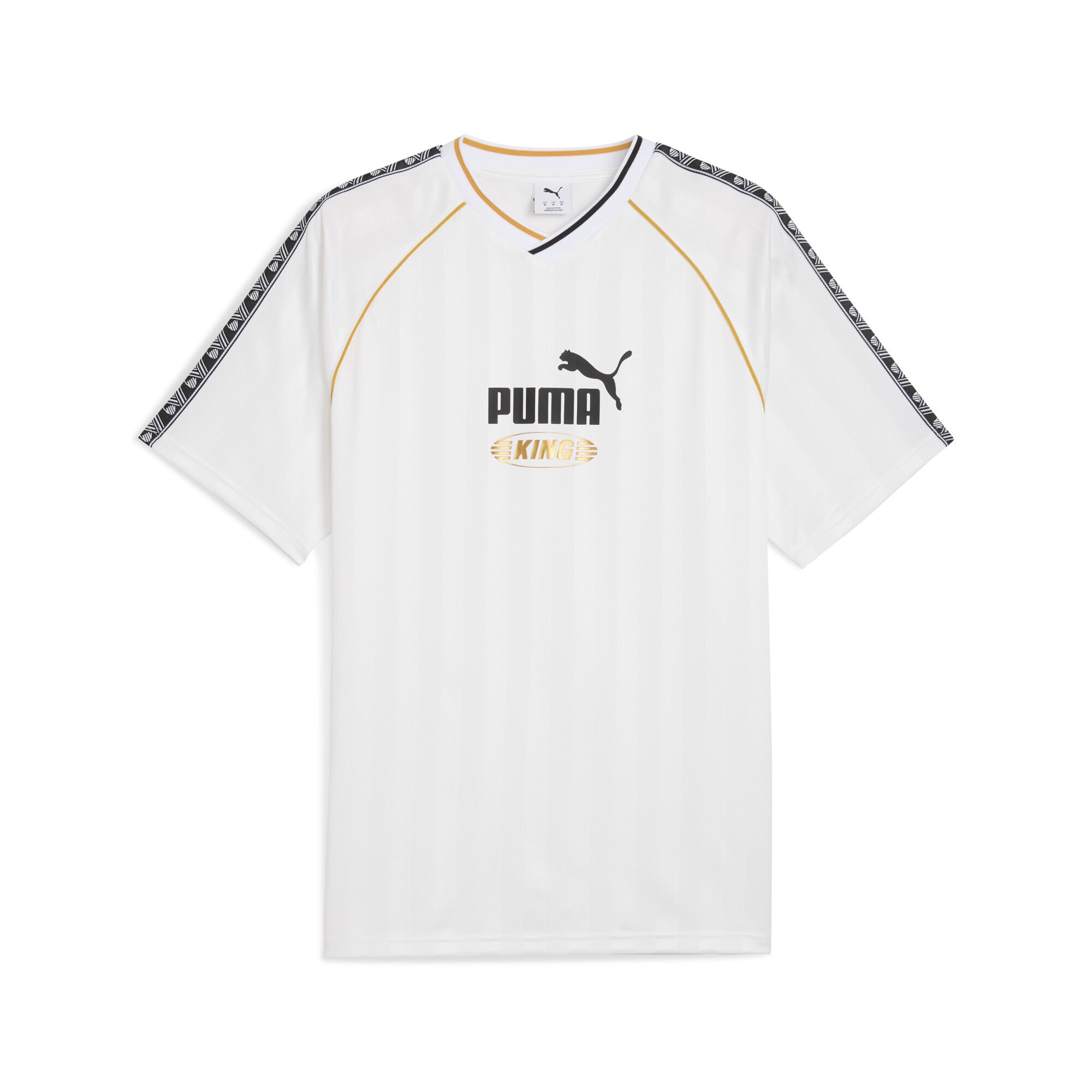 Trainingsshirt PUMA "KING Relaxed Fußballtrikot Erwachsene", Herren, Gr. XL, weiß, Obermaterial: 100% Polyester; Rippe: 5% Elasthan, 95% Polyester, bedruckt, relaxed fit, V-Ausschnitt, Shirts