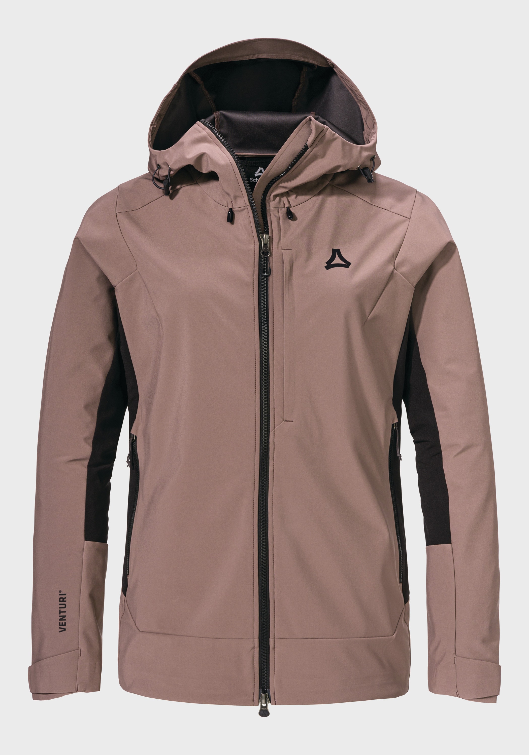 Outdoorjacke SCHÖFFEL "Mountain Softshell Jk Style Milagle WMS", Damen, Gr. 44, lila (3905, braun), Oberstoff: Aussenseite: 92% Polyester, 8% Elasthan, Innenseite: 100% Polyester; (Membran: Thermoplastisches Polyurethan); Oberstoff Einsatz: 92%...