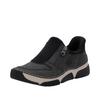 Slip-On Sneaker RIEKER "Ready2GO", Damen, Gr. 39, grau (anthrazit, schwarz), Lederimitat, Textil, sportlich, Schuhe, Halbschuh, Freizeitsneaker mit seitlichem Reißverschluss