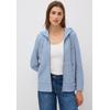 Sweatjacke CECIL, Damen, Gr. XXL (46), blau (mountain blau), Web, Sweatware, 73% Baumwolle, 19% Polyester, 7% Viskose, 1% Elasthan, unifarben, casual, comfort fit normal, ohne Ausschnitt, Langarm abgesteppt, Sweatjacken, mit Kängurutasche