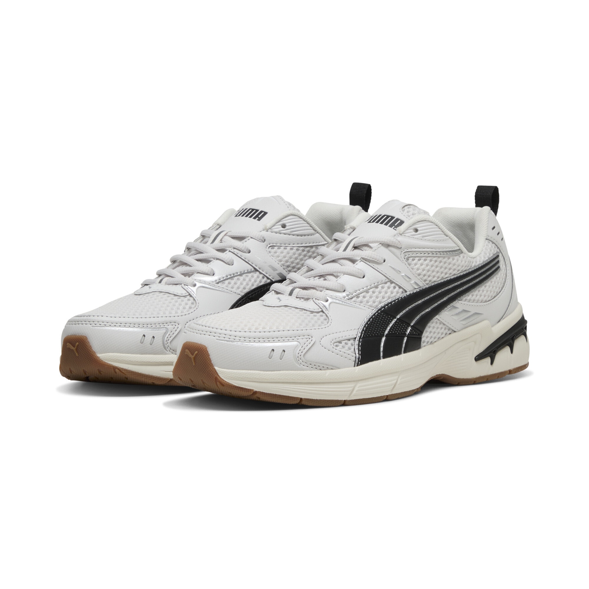 Sneaker PUMA "Milenio Tech 2000 Sneakers Erwachsene", Herren, Gr. 37, silber (feather gray schwarz silber metallic), Obermaterial: Synthetik, Textil; Futter: Textil; Innensohle: Textil; Laufsohle: Gummi, Schuhe Sneaker