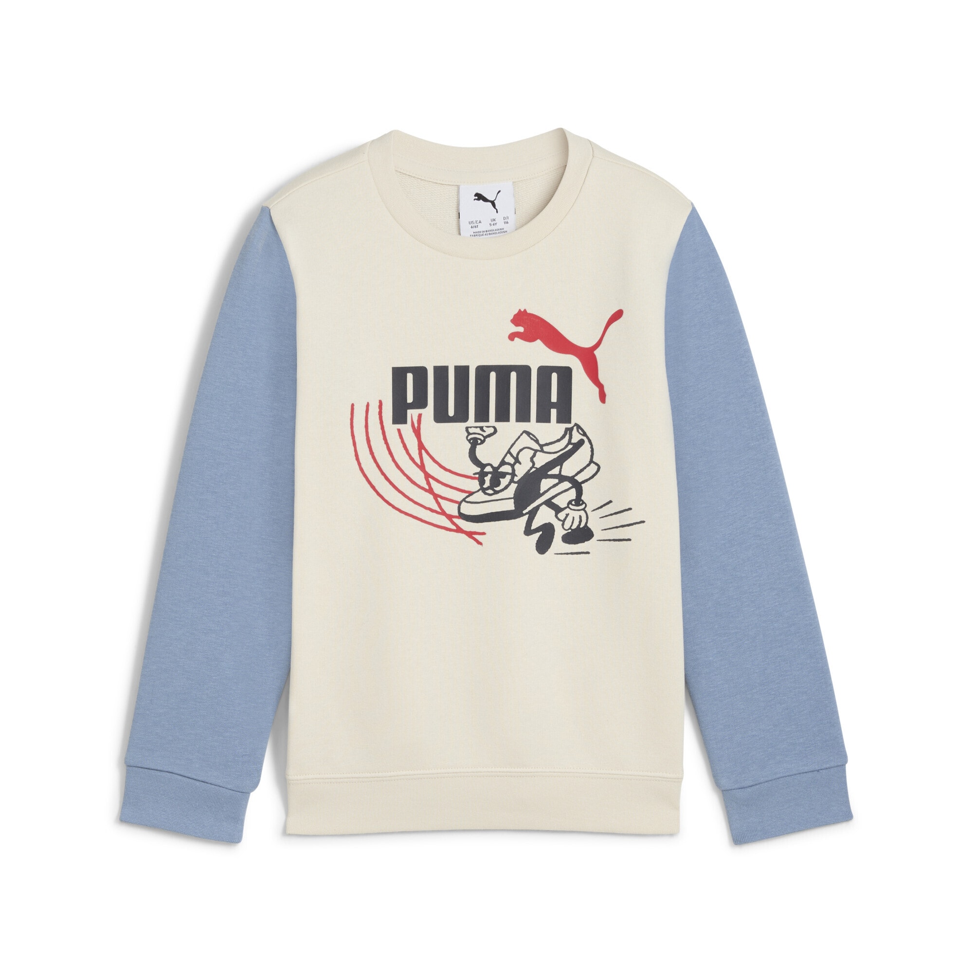 Sweatshirt PUMA "Little Runners Sweatshirt Kinder", Mädchen, Gr. 98, weiß (alpine snow weiß), Obermaterial: 68% Baumwolle, 32% Polyester; Rippe: 97% Baumwolle, 3% Elasthan, normal, Rundhals, Sweatshirts Sweatshirt