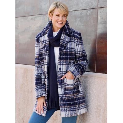Langjacke CLASSIC BASICS, Damen, Gr. 40, blau (marine, champagner, kariert), 70% Polyester, 20% Polyacryl, 4% Baumwolle, 3% Viskose, 3% Polyamid, gemustert, kariert, mehrfarbig, Langarm, Jacken Image