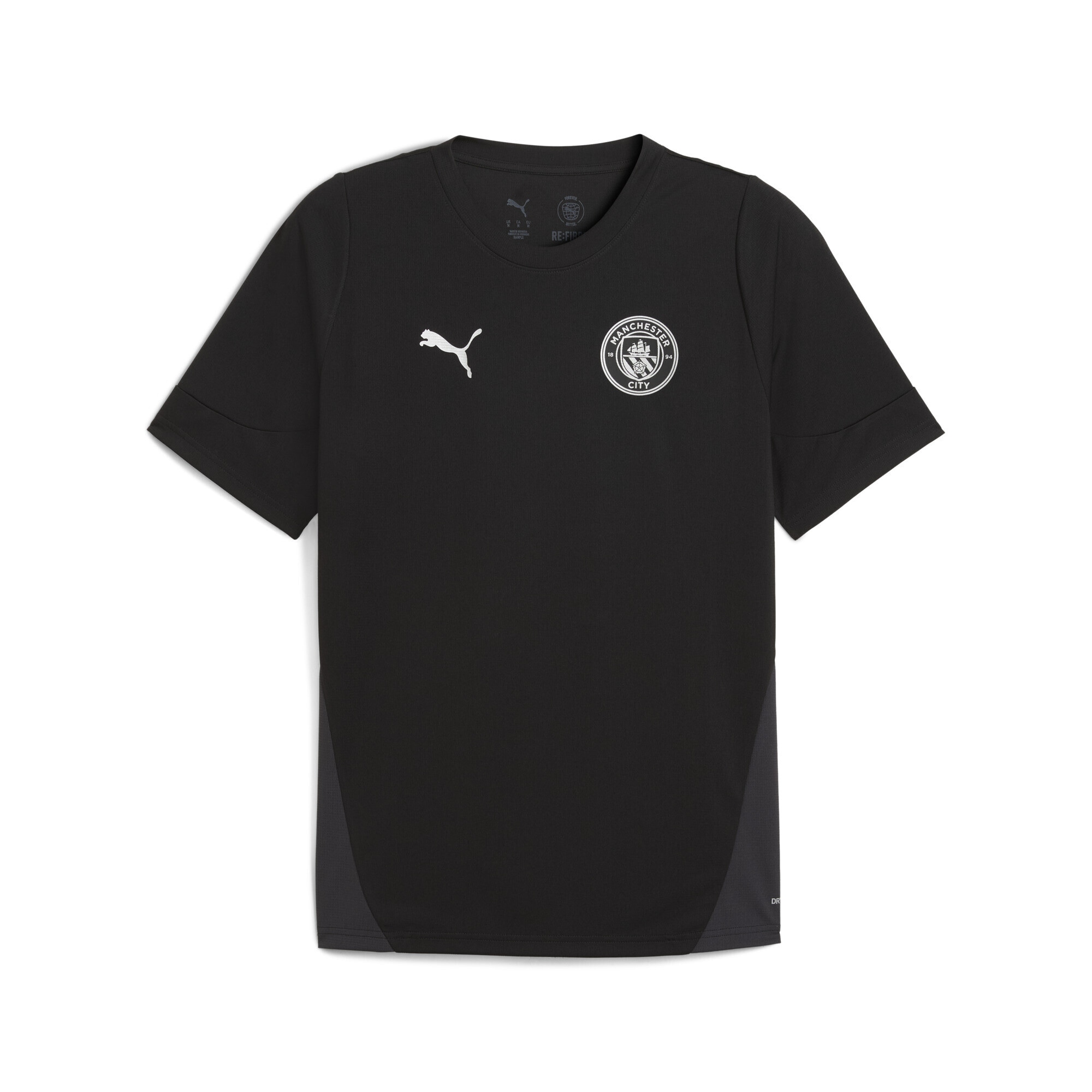 Trainingsshirt PUMA "Manchester City Trainingstrikot Herren", Damen, Gr. L, schwarz (schwarz silber metallic), Obermaterial: 100% Polyester, slim fit, Rundhals, Shirts