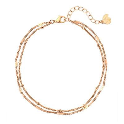 Hey Happiness Zweireihige Layer Fußkette, aus Edelstahl Rosegold Damen Image