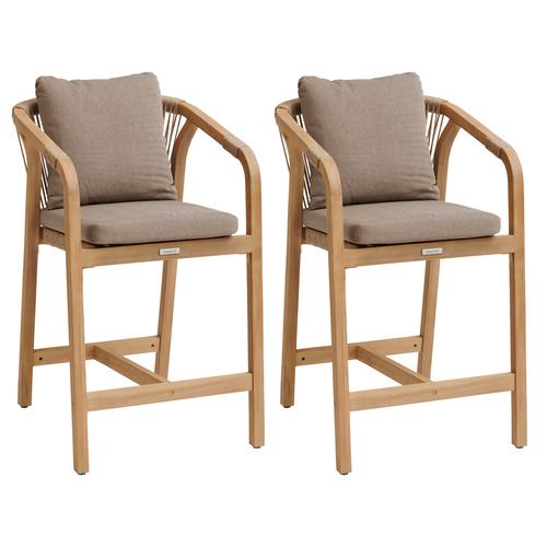 Lot de 2 fauteuils hauts jardin PAPOUASIE Acacia Taupe Polyester, certifié FSC® Hespéride