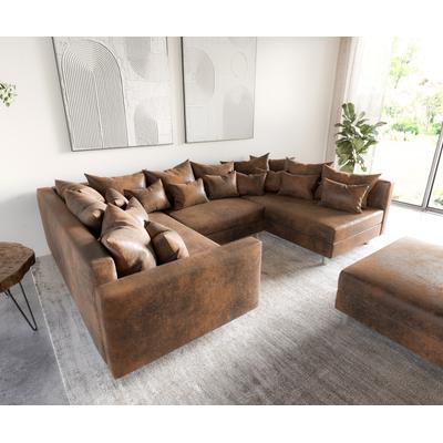 DELIFE Wohnlandschaft Clovis Braun Antik Optik modular Hocker Armlehne, Design Wohnlandschaften, Couch Loft, Modulsofa, modular Image