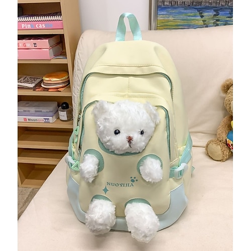Zaino Orso di Peluche per Bambine di Giardinaggio e Scuola Elementare Carino Zaino Leggero con Design in Peluche per Viaggi Quotidiani a Scuola