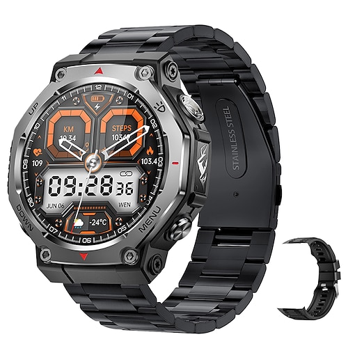 2025 neue Smartwatch mit Taschenlampe/UV-Licht, 5 atm wasserdicht, Bluetooth-Anruf, Sport-Smartwatch für Männer für Huawei, Xiaomi Image