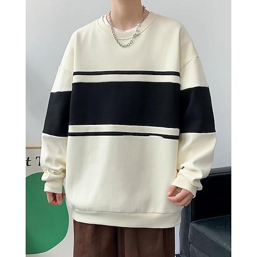 Herren Pullover Langarm Oberteil Athleisure Atmungsaktiv Leger Sportbekleidung Sportkleidung Patchwork Schwarz Beige Grau