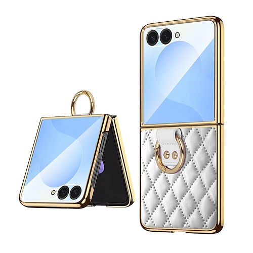 Handy Hülle Handyhüllen Für Samsung Galaxy Z Flip 7 Z Flip 6 Z Flip 5 Z Flip 4 Z Flip 3 Rückseite Ringverschluss Stoßfest Retro TPU PU-Leder Image