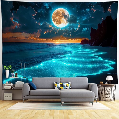 Strand Ozean Wandteppich Meer Wandkunst große Wandteppich Wandbild Dekor Fotografie Hintergrund Decke Vorhang Haus Schlafzimmer Wohnzimmer Dekoration Image