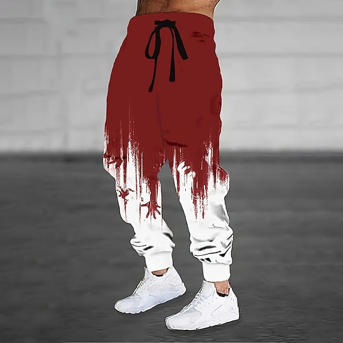 Herren Farbverlauf Tropfende Tinte Jogginghose Hose Mittlere Taille Kordelzug Elastischer Bund Lässig Joggen Streetwear Trainieren Sportliche Jogginghose mit Taschen Frühling Herbst 3D-Druck Schwarz Image