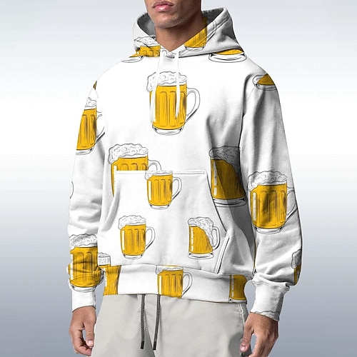 Kapuzensweatshirt Pullover Bayerisch München Deutsch alpin Bischofsärmel Grafik für Paar Herren Damen Erwachsene 3D-Druck für Karneval Oktoberfestbier Party Alltagstauglich Image