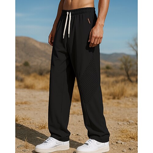 Herren Laufhosen Sporthosen Jogger-Jogginghose Kordelzug Tasche Unterteile Fitnessstudio Athleisure Trainieren Sommer Leicht Feuchtigkeitsableitend Atmungsaktiv Angeln Wandern Laufen Lässiger Schnitt Image
