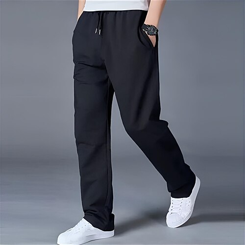 Herren Jogginghose Hose Baggy-Hosen Freizeithose Gerade geschnittene Sweatpants Elastischer Bund Kordelzug Reißverschlusstasche Einfarbig Komfort Volle Länge Outdoor Täglich Laufen Einfach Klassicher Image