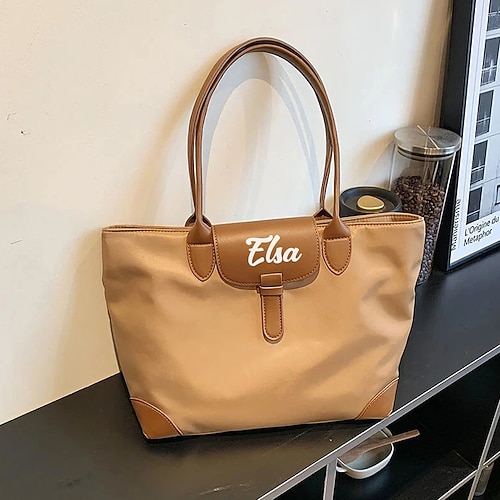 Personalisierte Umhängetasche mit individueller Namensschriftfarbe, leichte und geräumige Tragetasche für den täglichen Gebrauch, aufmerksames Geschenk für Mama, Ehefrau, Freundin, Muttertag, Image