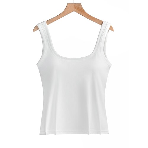 Damen Camisole-Tanktop Einfarbig Täglich Stilvoll Lässig Ärmellos Quadrathals Normale Oberteile Täglich Schwarz Weiß Rote Grün Grau Sommer Frühling Image