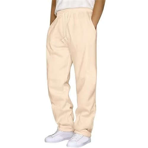 Herren Sporthose Jogginghose Hose Gerade geschnittene Sweatpants Tasche Elastischer Bund Kordelzug Einfach Komfort Sport im Freien Täglich Mode Lässig Schwarz Weiß Mikroelastisch Image