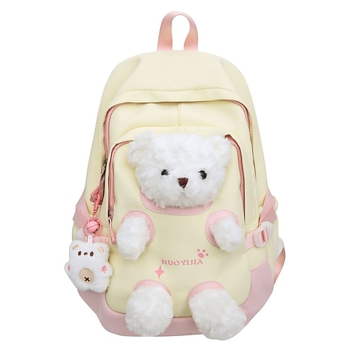 Zaino Orso di Peluche per Bambine di Giardinaggio e Scuola Elementare Carino Zaino Leggero con Design in Peluche per Viaggi Quotidiani a Scuola