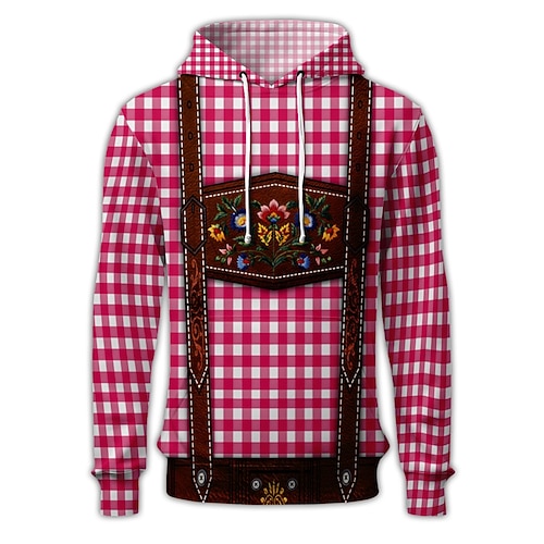Bayerisch München Deutsch Bischofsärmel Kapuzensweatshirt Pullover Lederhosen-Print Dirndl-Print Grafik für Paar Herren Damen Erwachsene 3D-Druck für Karneval Oktoberfestbier Party Alltagstauglich Image