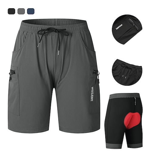 WOSAWE Herren Damen Einfarbig Radsport-Radhose: Fahrradträgerhose Fahrradhose Fahhrad Shorts Gepolsterte Shorts / Chamois Halbformpassend Mountainbike MTB Straßenradsport Sport Rutschfester Gurt Image
