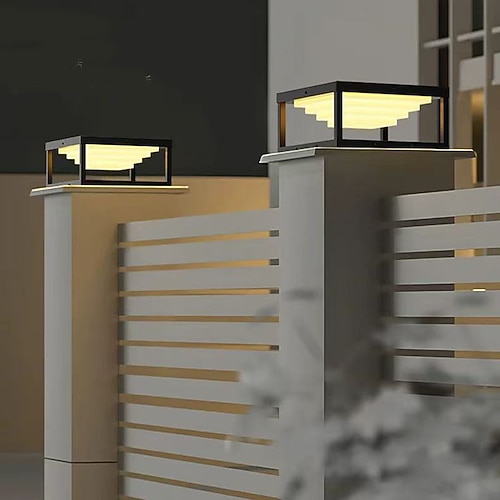 Außenpfostenleuchte IP65 wasserdichte Laternenpfostenleuchte aus schwarzem Acryl, 25/30 cm, Außenpfostenlampe für die Auffahrt, Hinterhof, Terrasse, Garten Image