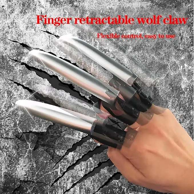 Einziehbare Wolverine-Krallen für Erwachsene und Kinder, erweiterbare Wolve-Krallen aus Kunststoff, Wolverine-Krallen Cosplay Silber Image