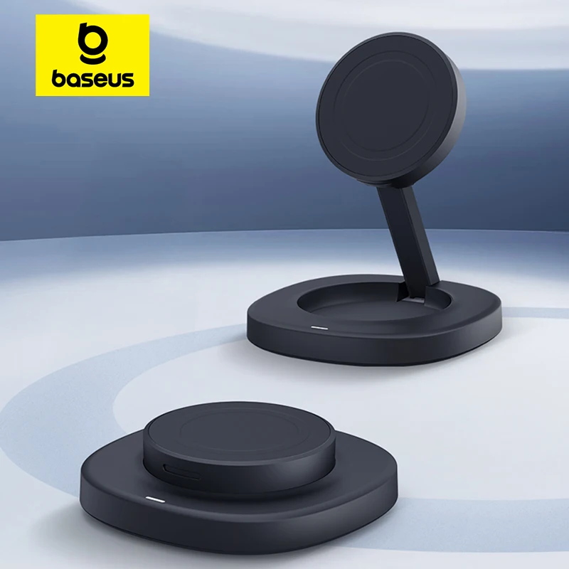 Baseus Qi2 15W Supporto per caricabatterie wireless pieghevole Angolo di visione regolabile magnetico per iPhone 16 15 14 13 AirPods 2a 3a generazione Pro