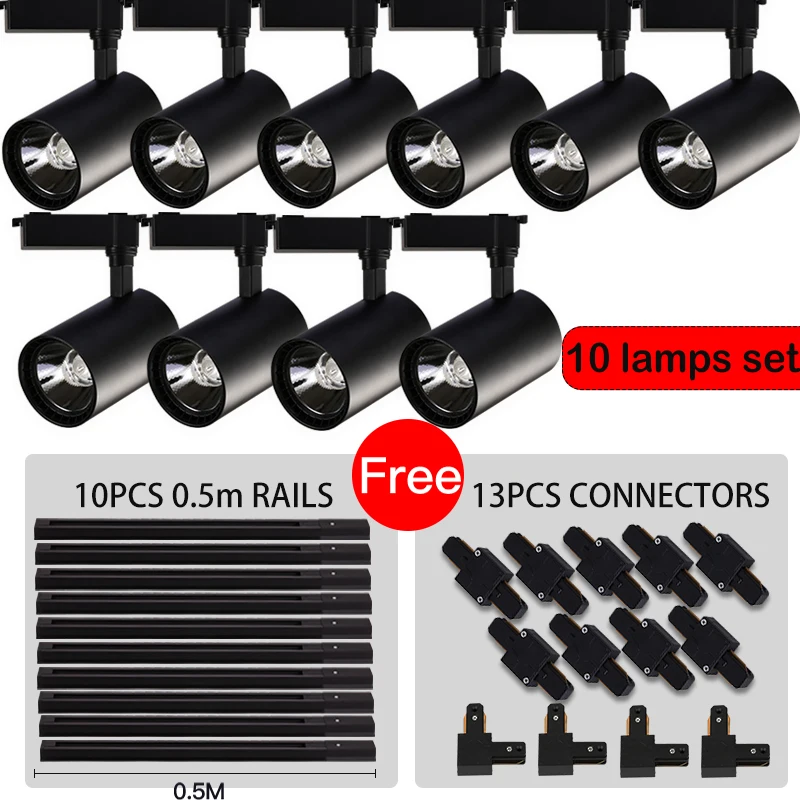 Lampada da binario 50W Lampada da soffitto ad alta luminosità Lampada da binario Faretti di illuminazione a binario Led per illuminazione da cucina Camera da letto Lampada da tetto per binario