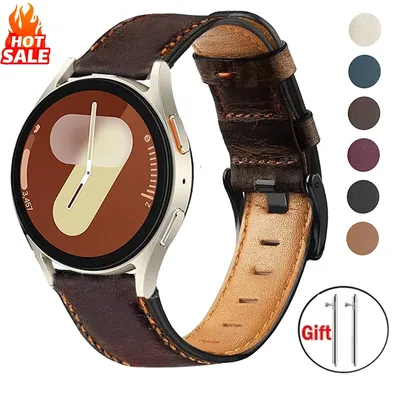 Retro-Echtlederarmband für Samsung Galaxy Watch 7/FE/4/6/classic/5/5 pro 20 mm 22 mm Bandarmband Huawei Gt 5-4-3-pro-2-2e