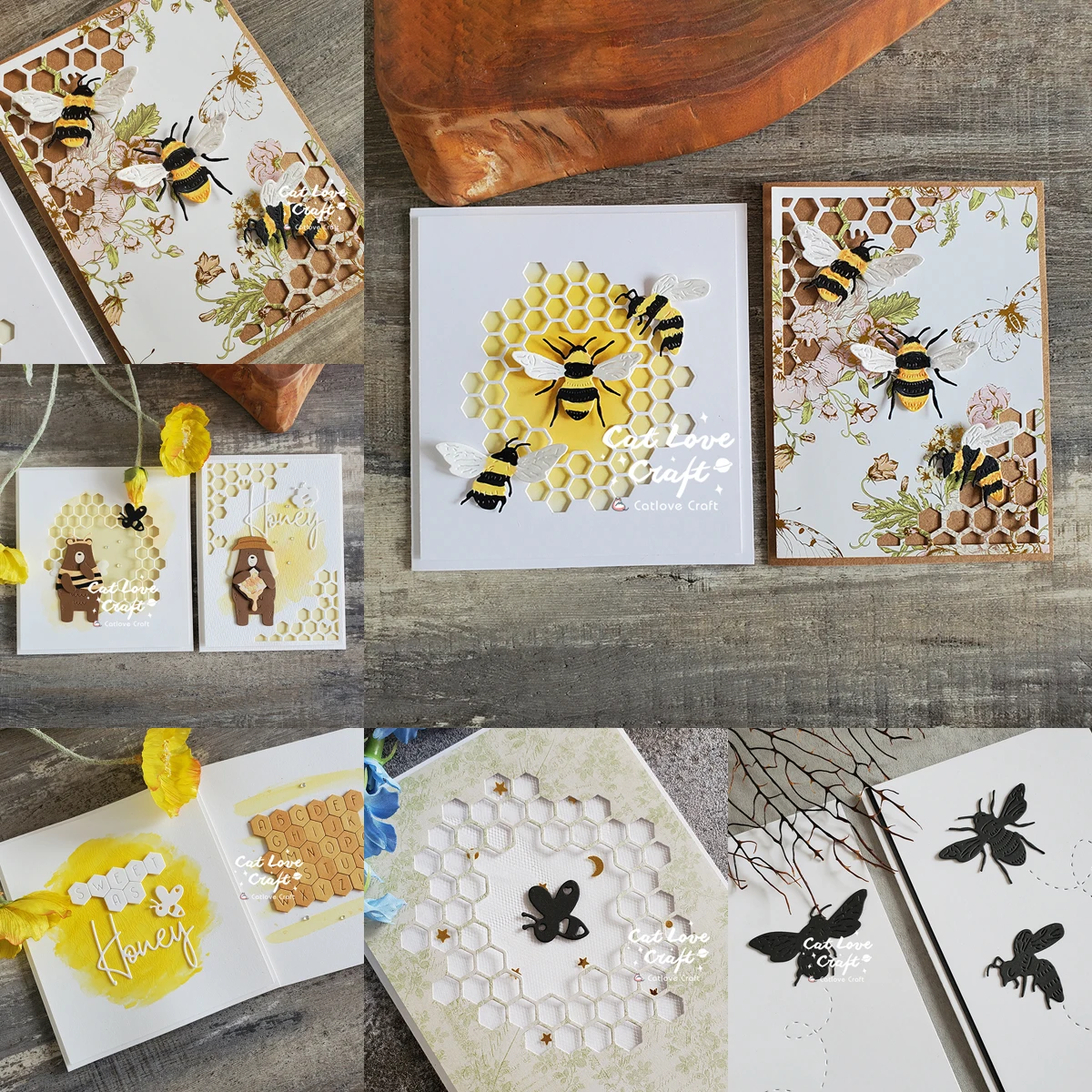 Catlove abeille ruche ours matrices de découpe en métal Scrapbooking moule pochoir découpes fabrication de cartes bricolage artisanat gaufrage nouveaux matrices pour