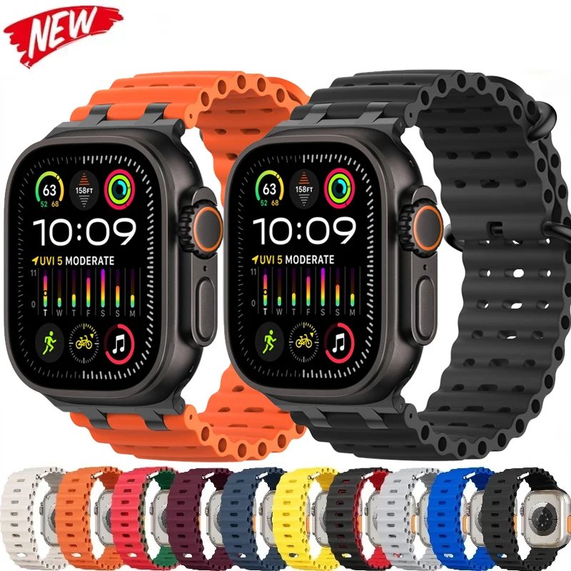 Ozeanarmband für Apple Watch Ultra 3 Band 49 mm 11 10 45 mm 41 mm Silikonarmband Armband iWatch 9 8 7 SE3 44 mm 40 mm 46 mm Band Image