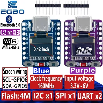Mini ESP32-C3 Entwicklungsboard 2,4 G WiFi 4BT Modul 0,42 Zoll OLED Display 4 MB Flash Keramikantenne USB Typ-C für IoT-Projekt Image