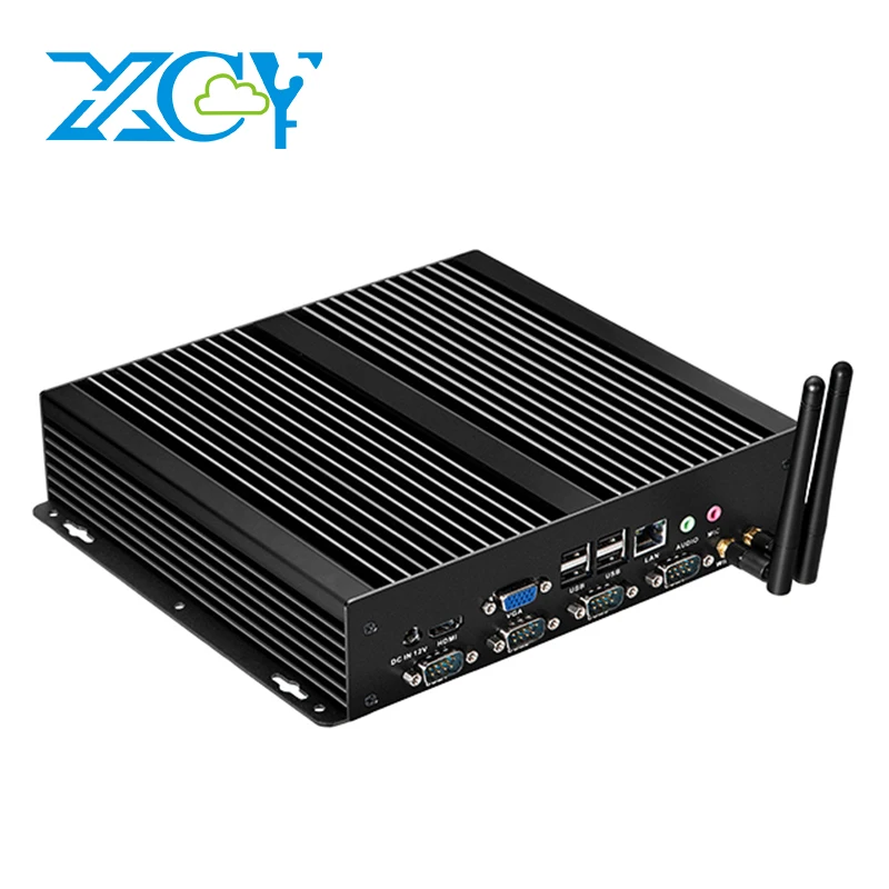 XCY X26G Industrieller Mini-PC, unterstützt Windows XP/7/8/10 Linux Intel i5-3317U 1037U 4x COM RS232 8x USB HDMI VGA Mini PCIE LVDS Image