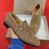 Gold Voller Kristall Glänzende Herren-Loafer Weinrot Schwarz Farbverlauf Oxfords Flache Schuhe Party Luxus Clogs Runde Zehen Lässige Druckschuhe