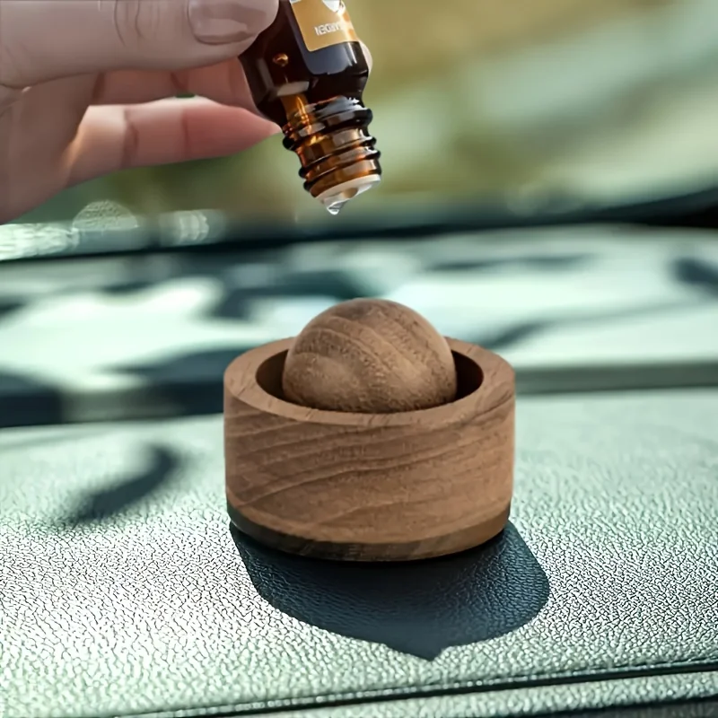 Auto- und Heim-Diffusor für ätherische Öle – aus Holz, niedlicher Mini-Duftdiffusor mit natürlichem Duft, geeignet für Schlafzimmer, Wohnzimmer, Badezimmer Image