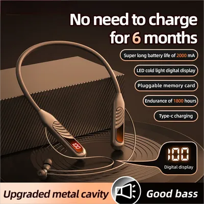 BT8 Drahtlose Bluetooth-Kopfhörer Kopfhörer Outdoor-Sport-Headset V5.3 Display Button Control Ohrhörer für Musik Image