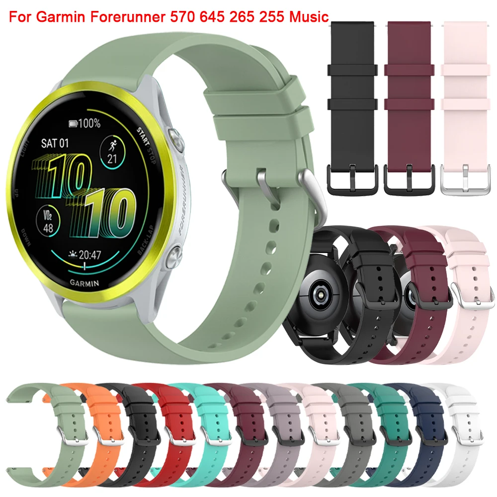Silikon 20 mm/22 mm Band für Garmin Forerunner 570 55 265 645 255 Musikarmband Vivoactive 4/5/6 Venu Sq 2 3 Approach S50 Armband Image